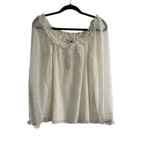 J.Crew Silk Blend Ivory Swiss Dot Ruffle Blouse Size Small TALL NWT